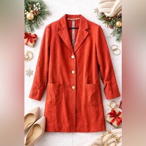 Boglioli Made in Italy Coral Wool Coat — Unstructured Italian Tailoring, Size 8